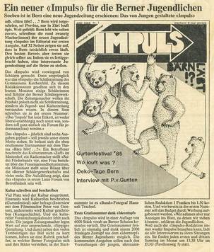 Der Bund, Mai 1985, Impuls, Jugendzeitung